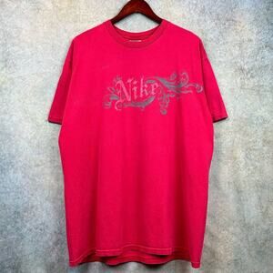 Vintage Nike Spell Out T Shirt Mens Sz XL Y2K Red Script Logo Crew Neck